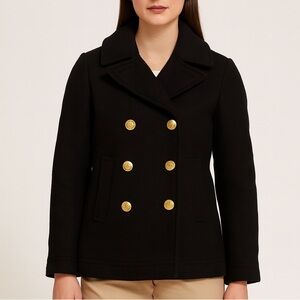 J. Crew Stadium Cloth Nello Gori Wool Short Peacoat Winter Coat 0P 0 Petite